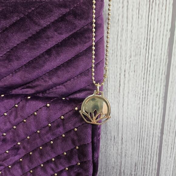 Big Buddha Quilted Purple Velvet Studded Crossbody Purse - Picture 3 of 13